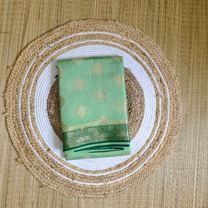 Moonga Silk Saree | Green to Dark Green| Big Booti Work - Golden Nivah