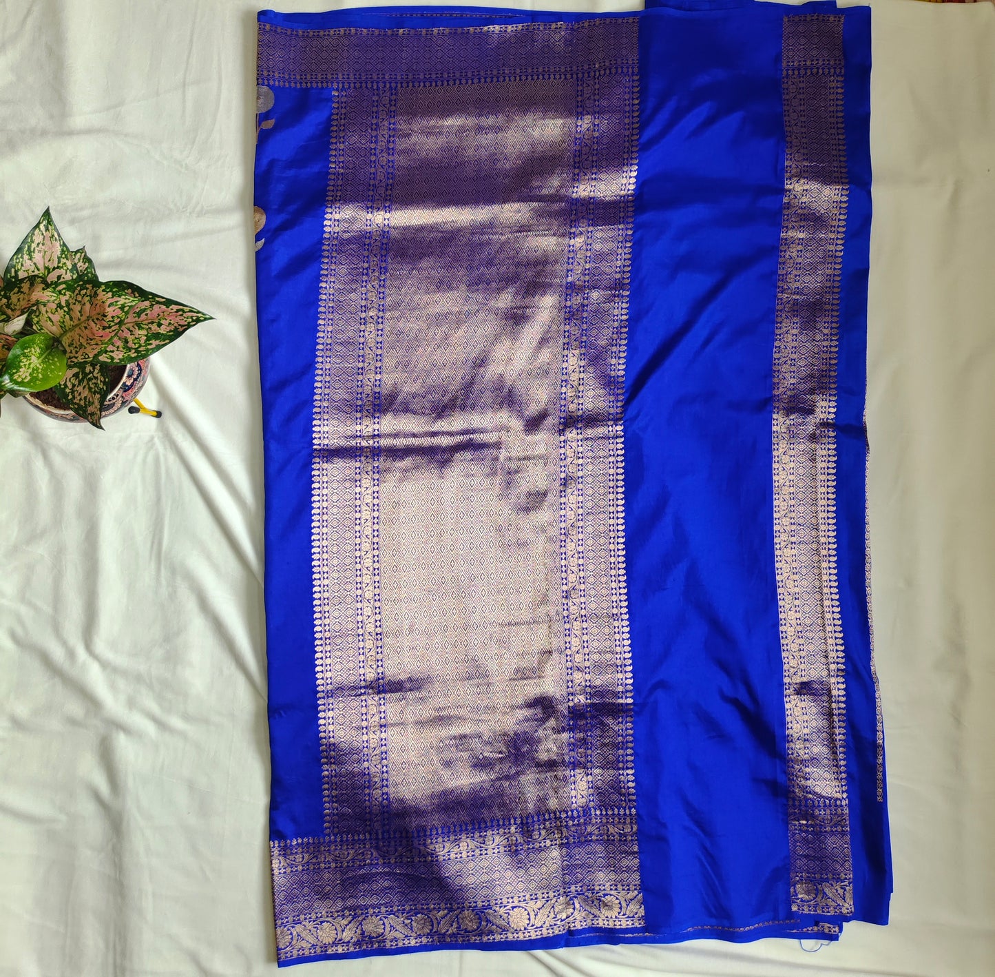 Blue Raw Mango Pure Silk Saree Certified Silk Mark
