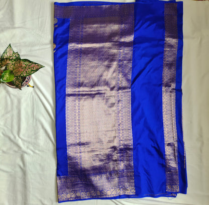 Blue Raw Mango Pure Silk Saree Certified Silk Mark