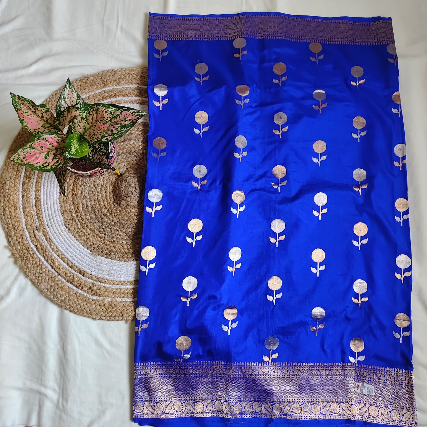 Blue Raw Mango Pure Silk Saree Certified Silk Mark