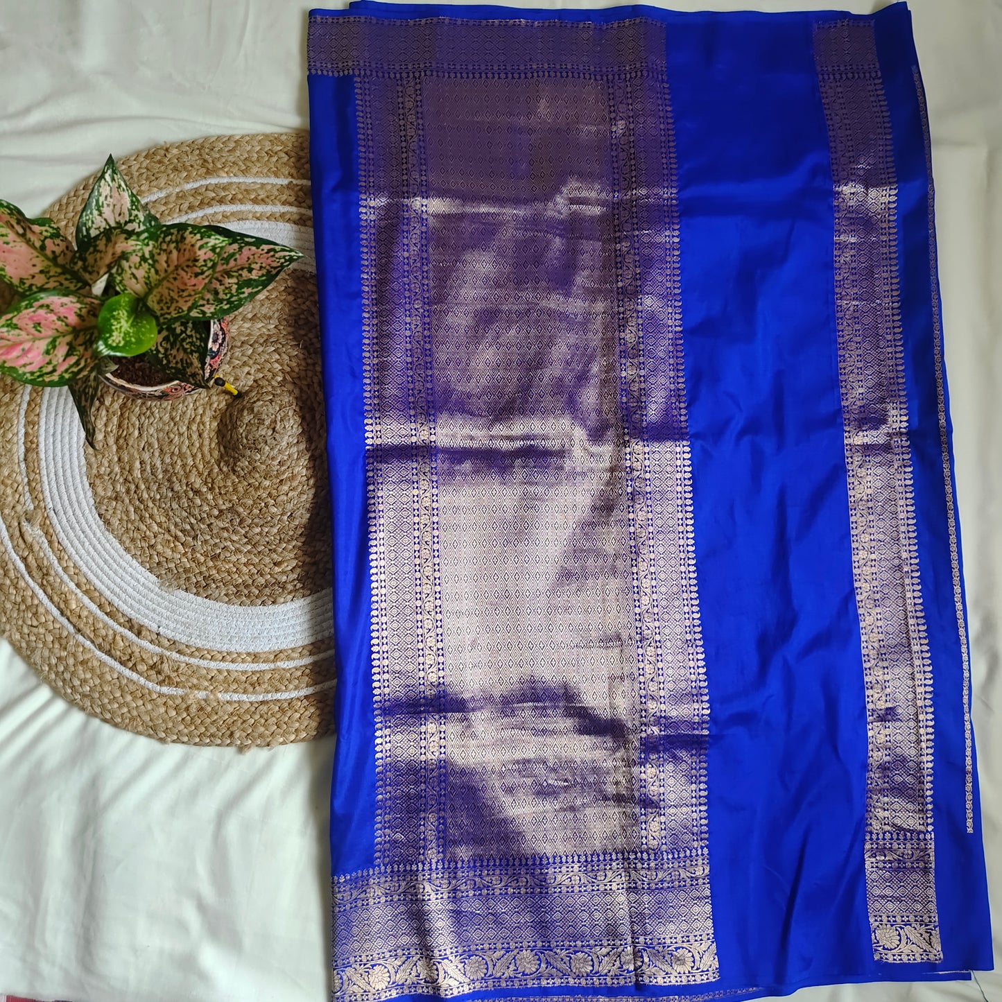Blue Raw Mango Pure Silk Saree Certified Silk Mark