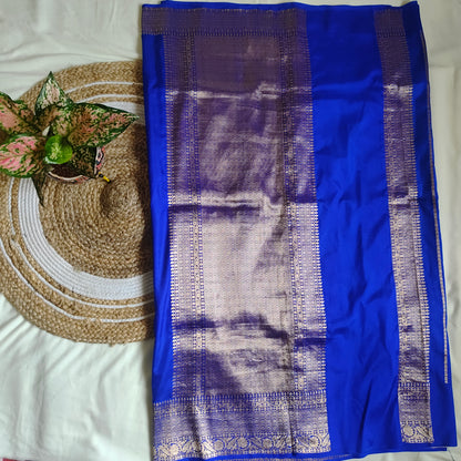 Blue Raw Mango Pure Silk Saree Certified Silk Mark