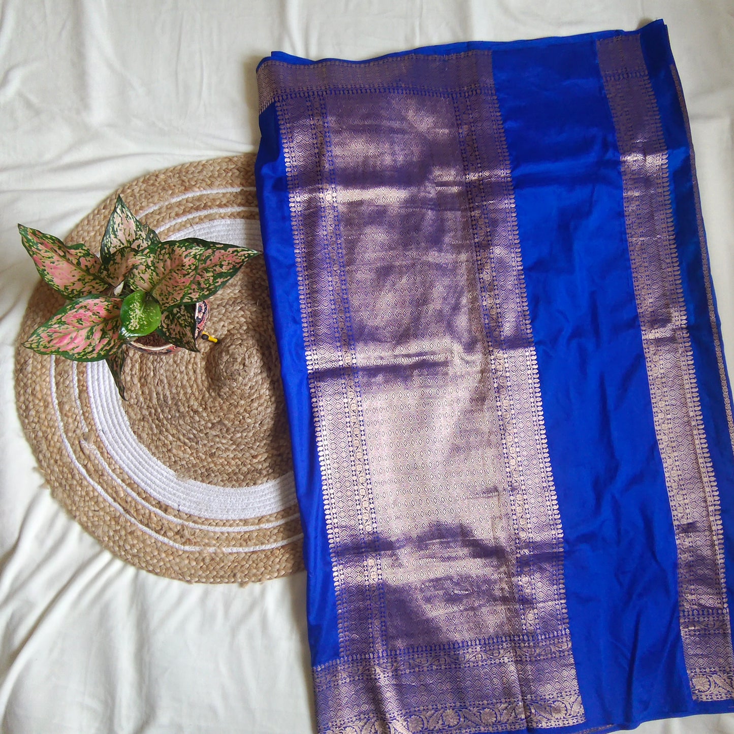 Blue Raw Mango Pure Silk Saree Certified Silk Mark