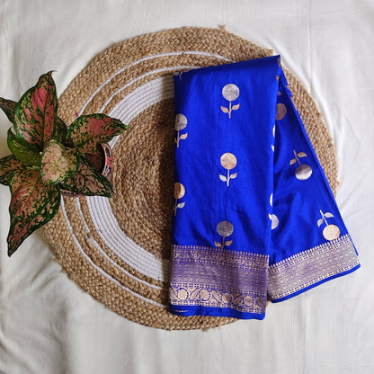 Blue Raw Mango Pure Silk Saree Certified Silk Mark
