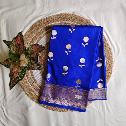 Blue Raw Mango Pure Silk Saree Certified Silk Mark