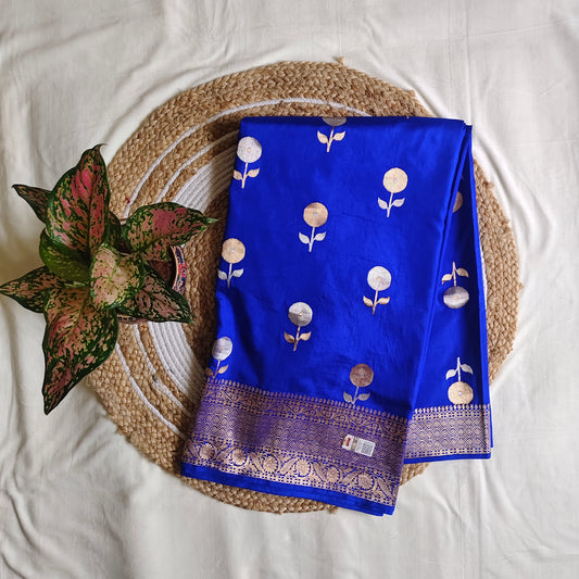 Blue Raw Mango Pure Silk Saree Certified Silk Mark