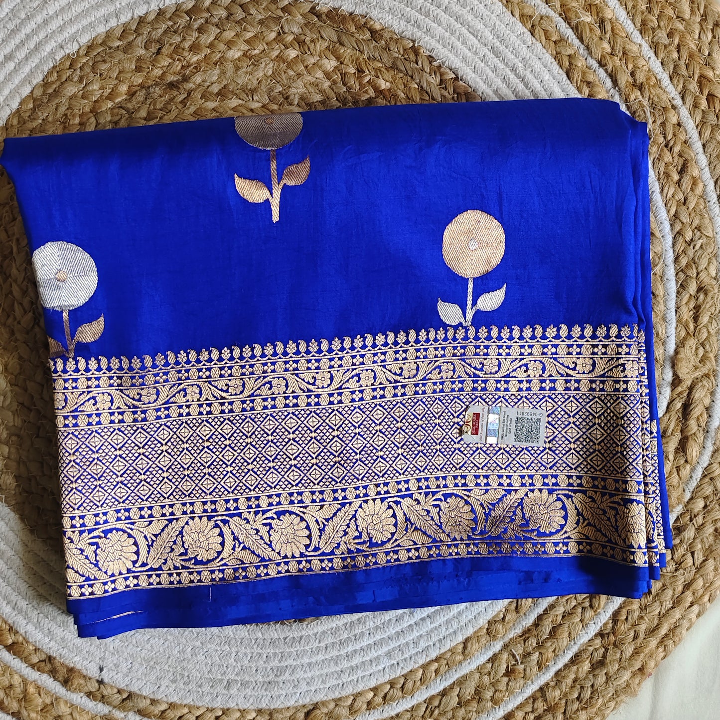 Blue Raw Mango Pure Silk Saree Certified Silk Mark