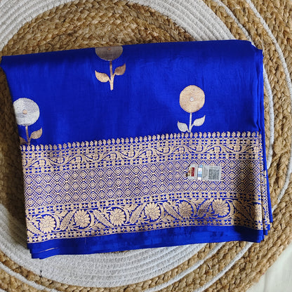 Blue Raw Mango Pure Silk Saree Certified Silk Mark