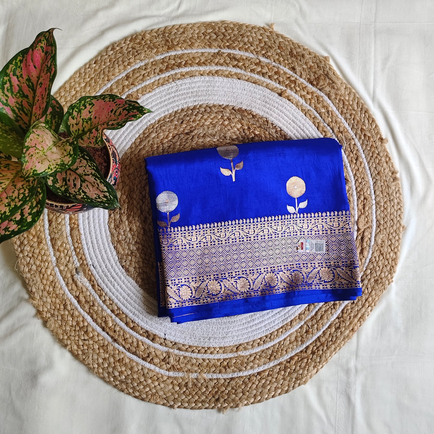 Blue Raw Mango Pure Silk Saree Certified Silk Mark