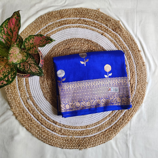 Blue Raw Mango Pure Silk Saree Certified Silk Mark